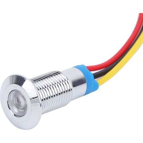 Quatre ensembles vendus ensemble, 12-24V, étanches 8 mm, voyants LED bicolores en métal (rouge et jaune). (1/5)