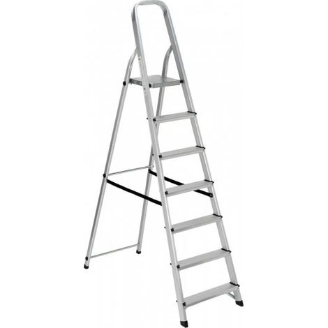 Scala in alluminio 7 gradini antiscivolo 120x49x193h cm Fredi Revete