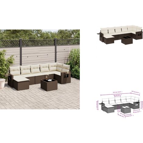 8-tlg. Garten-Sofagarnitur mit Kissen Braun Poly Rattan - Garten Sofagarnitur - Garten Sofagarnituren - Outdoor Sofagarnitur - Sofagarnitur Terrasse (1/3)