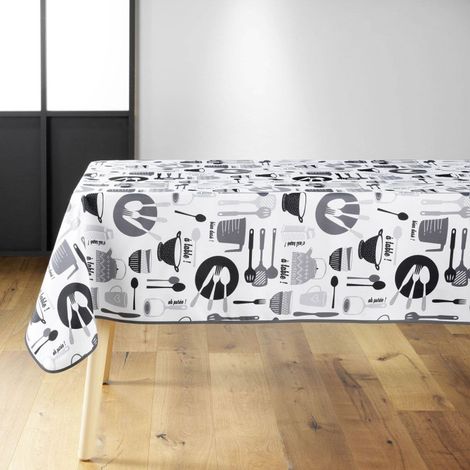 Nappe Imprimé "Kitchen" 150x240cm Blanc & Noir (1/3)