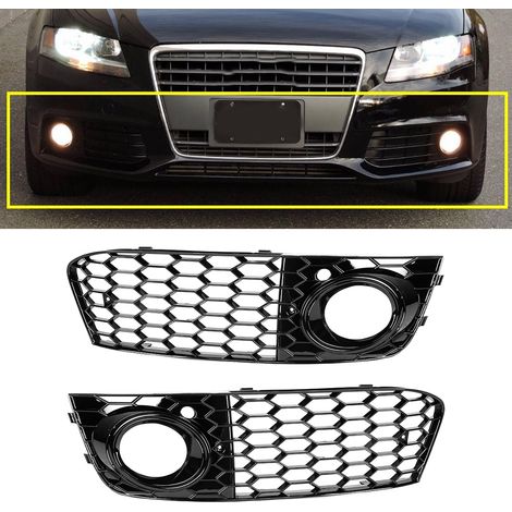 Nebelscheinwerfergitter, schwarzer Lampenrahmen aus Mesh für Audi A4 B8 2009-2011, Paar Exterieurzubehör. (1/5)