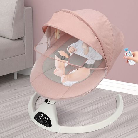 Rosa Babywippe Elektrisch Baby Schaukelwippe, mit Bluetooth, Fernbedienung, für 0-12 Monate, Schaukelstuhl