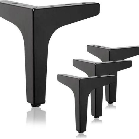 Pieds meubles JZSH quatre noirs table basse métal 15 cm support jusqu'à 500 kg salon (1/5)
