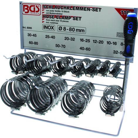 Collier de durite en inox bgs technic - dtail : presentoir 111 pces
