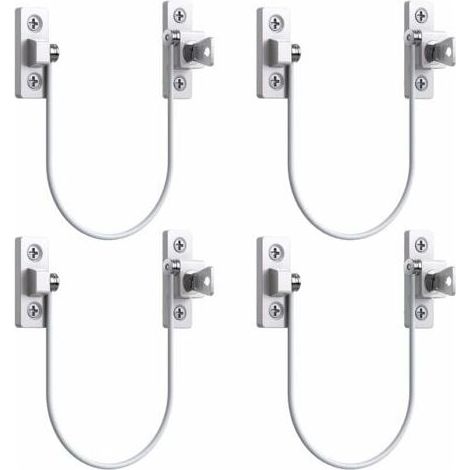 4pcs Entrebâilleur Fenêtre Porte Restricteur de Porte de Fenêtre Verrou Fenetre UPVC Verrouillage de Limite Verrou de Sécurité Câble Serrure de Limite Avec Clé et Vis--INHHUB (1/4)