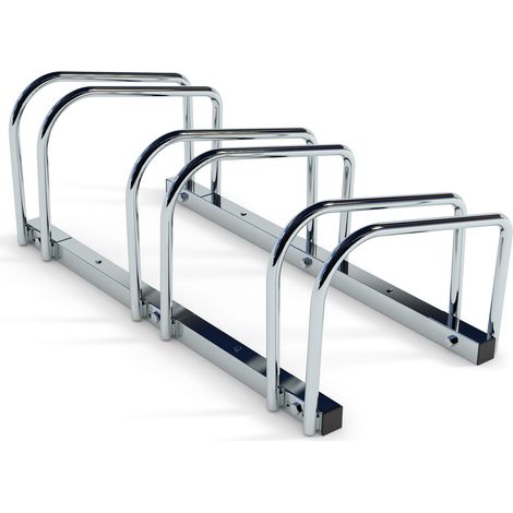 Soporte de Suelo para 3 Bicicletas de acero inox brillo Medidas 70,5x27x33 cmIncluye Tornillos para Instalación (1/5)