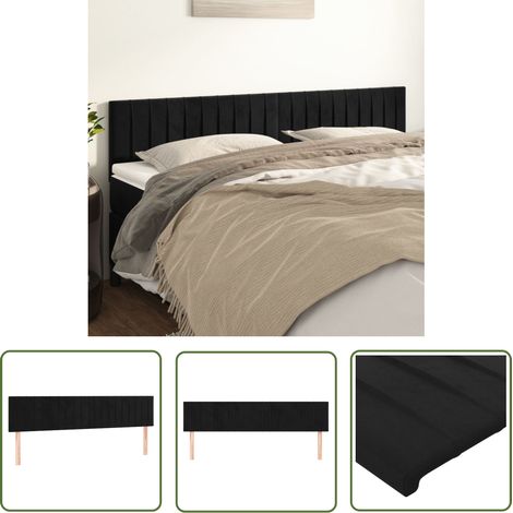 The Living Store Têtes de lit 2 pcs Noir 90x5x78/88 cm Velours - Tête De Lit - Tête De Lit Velours - Tête De Lit Noire - Meuble De Chambre - Literie (1/5)