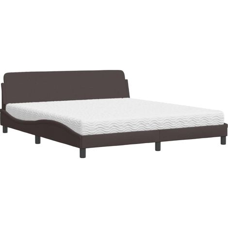 Maison Exclusive - Letto con Materasso Dover Marrone Scuro 180x200cm Tessuto