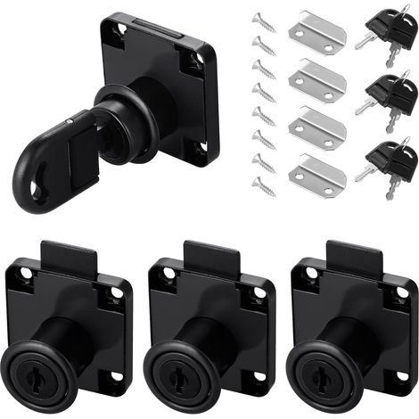 Ensemble de Serrures à Came 22mm, 4 Pièces, Serrures pour Meubles, Tiroirs, Armoires et Boîtes (1/5)