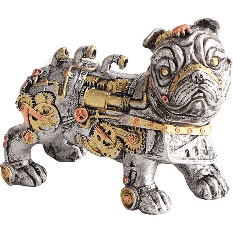 Steampunk-Bulldogge aus Kunstharz im mechanischen Punk-Stil (1/4)