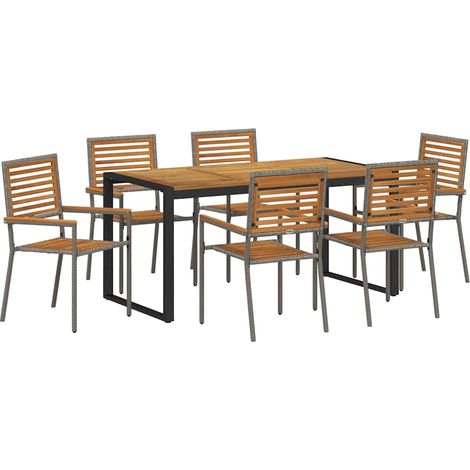 Maison Exclusive - Set da Pranzo per Giardino 7 pcs Grigio e Marrone polyrattan