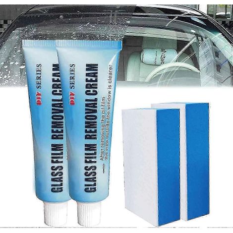 Lot de 2 nettoyants pour vitres de voiture, crème décapante pour film gras avec éponge, 20 g (1/5)