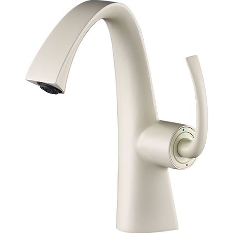 Grifo para lavabo de cobre con cartucho cerámico, diseño de baño moderno, color blanco roto (1/5)