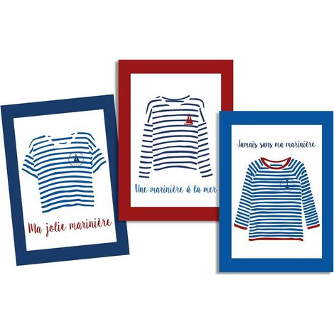 Lot de 3 Torchons 50 x 70 cm Jolie mariniere