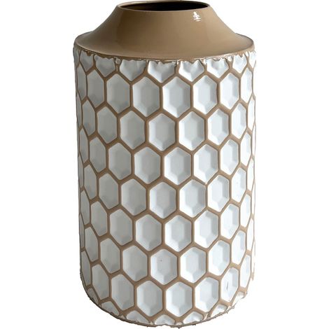 Piccolo vaso in metallo e legno in stile marocchino per la decorazione domestica