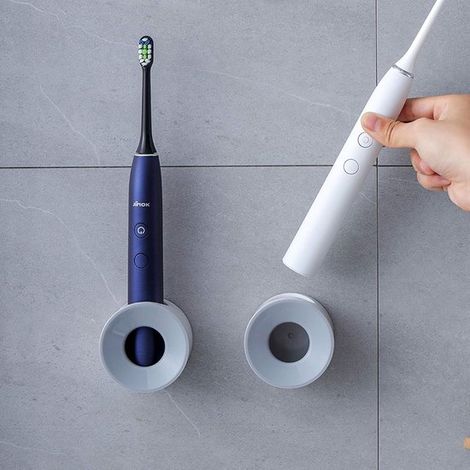 Porta spazzolini elettrici, salvaspazio per doccia a parete, contenitore per bambini, decorazione per il bagno (2, grigio) (1/5)
