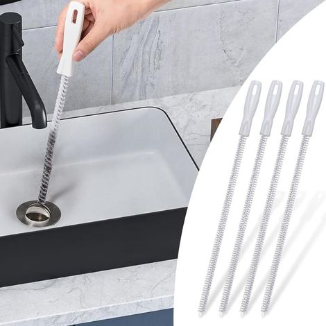 4 Pièces Brosse de Débouchage de Canalisation, Flexible Brosse pour Tuyaux, Brosse de Nettoyage de Drain D'égout, 45cm évier Brosse de Nettoyage, Outils de Débouchage pour évier Canalisation (1/5)