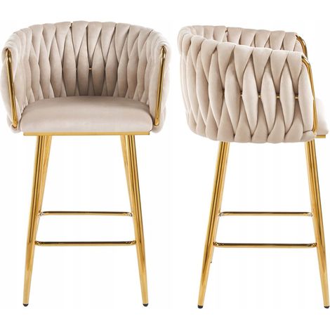 Tabouret H7-FX (G) velours beige (structure dorée) (1/5)