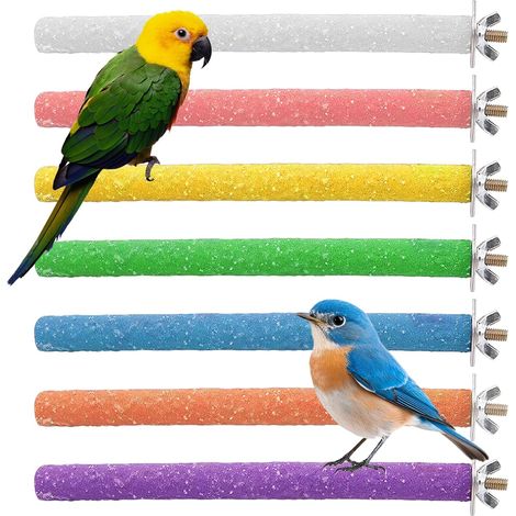7 Pcs Parrot Perch, Budgie & Cockatiel Perches, Colorful Birdcage Scrub Stand Bar for Small to Medium Parrots, Promotes Exercise Mental Health (20cm) (1/5)