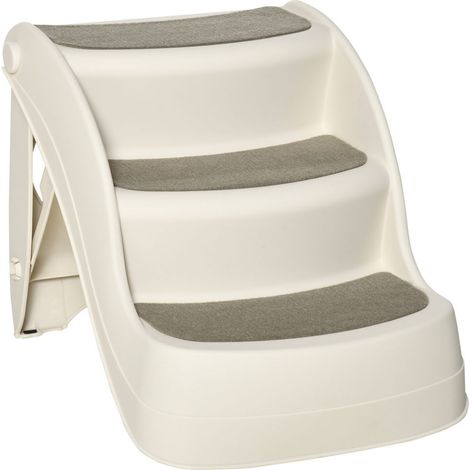 SCALETTA PER CANI E GATTI PIEGHEVOLE CON 3 GRADINI ANTISCIVOLO IN PP, 49X38X38 CM, BEIGE (1/5)
