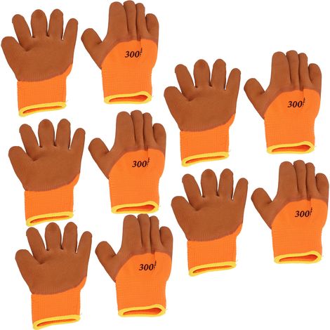 Lot de 5 paires de gants de travail d'hiver résistants à l'usure, en nylon chaud et épais, pour temps froid. (1/5)