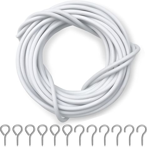 Gardinenschnur- und Hakenset – 10-Meter-Set mit 25 Ösen und 25 Haken – geeignet für 10 Meter lange Netzgardinen