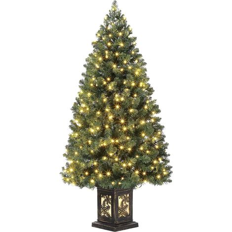 Sapin de Noël LED Lumineux 140cm -300 Lumières LED blanc chaud- avec base - 410 Branches (1/5)