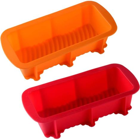 Moule à Cake en Silicone 2 pcs rectangulaire en Silicone gateau Moule à Pain Anti-adhésif Moule à Cake Moules Moules,gateaux/Moule en Silicone rectangulaire (1/5)