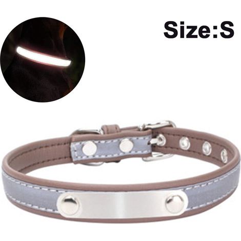 Collier Pour Chien Avec Porte-Nom Gravé, Personnalisable, Cuir Souple, Collier Pour Chien Avec Étiquette D'Identification Individuelle, Pour Petits, Moyens Et Grands Chiens ---- Brown --- S (1/5)