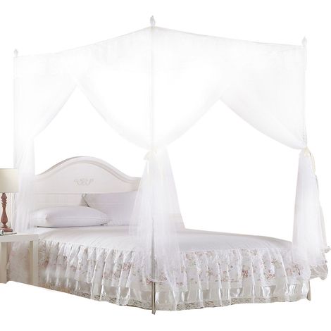 Rideau de lit de luxe Princesse à trois ouvertures latérales, moustiquaire intégrée, literie (L) (1/5)