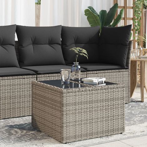 vidaXL Tavolo da Giardino Piano in Vetro Grigio 55x55x37 cm