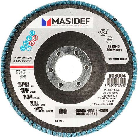 Disco abrasivo lamellare D.115x13mm gr 80 univ