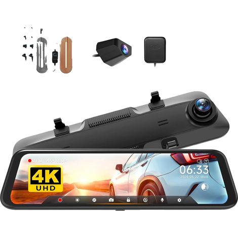 Dashcam, video 4K, doppia lente, con kit di cablaggio, 64 GB (1/2)