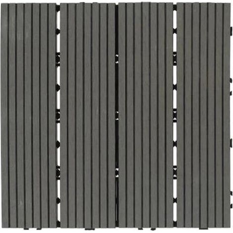 TRADE SHOP - Piastrella Giardino Esterno Effetto Legno Grigio Pavimento Antiscivolo Ad Incastro 73554 - (1/4)