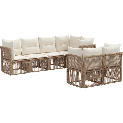 Ensemble de canapé de jardin 7 pc 7-Nombre de places Beige vidaXL (1/5)
