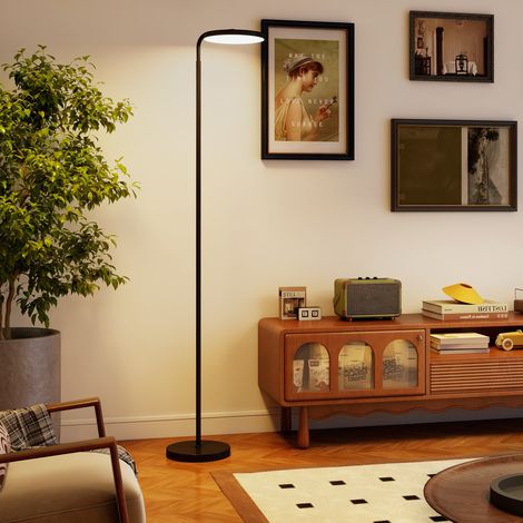 Lampe sur pied LED avec télécommande magnétique - noire - métallique - ajustable de façon flexible - rotative - Qualité