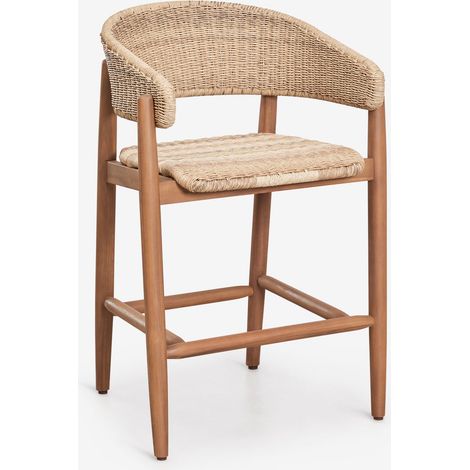 SKLUM Hoher Hocker aus Akazienholz und synthetischem Rattan Ribeira ↑65 cm Akazie Braun (1/5)