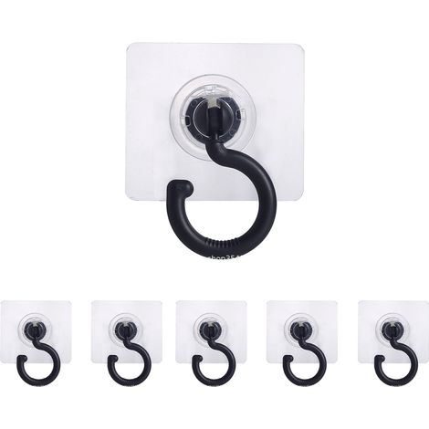 Lot de 6 crochets porte-serviettes - Noirs - Conviennent pour suspendre les manteaux, etc. (1/5)