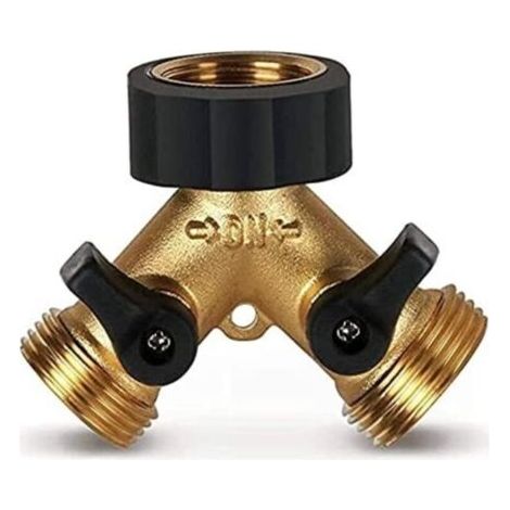 Répartiteur Distributeur Y 2 Voies pour Tuyau d'alimentation 3/4", Raccord Double Robinet Connecteur de Tuyau, Raccord Y pour Tuyaux d'Arrivée d'Eau avec Robinet d'Arrêt pour Irrigation de Jar
