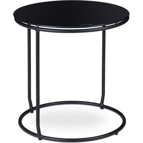 Mesa auxiliar redonda y taburete acolchado estilo moderno salón 60 x 60 x 45 cm de metal negro 130008914 (1/5)