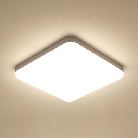 Plafonnier LED carré, blanc, 47 x 47 cm, 48 W, convient aux chambres, couloirs et balcons couverts. (1/5)