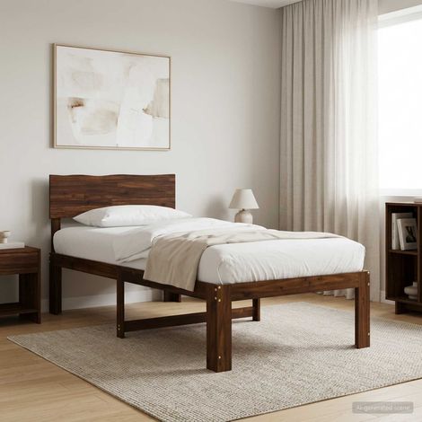 Letto Singolo con Testiera ROSTOCK Marrone Scuro 75 x 190 cm vidaXL (1/5)