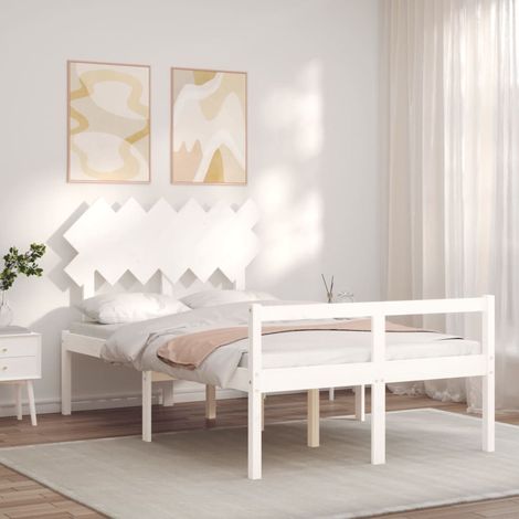 Cama para personas mayores con cabecero madera maciza blanco vidaXL (1/4)