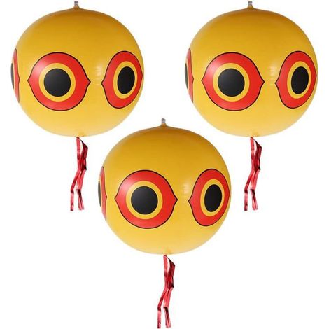 Un juego de 3 globos para ahuyentar pájaros, cada uno de 40 cm de diámetro globos para ahuyentar pájaros globos disuasorios para pájaros con ojos inflables cinta cuerda y (1/4)