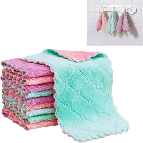 20 lingettes microfibres double face absorption eau pour cuisine, torchons sans peluche, 20 pièces (1/5)