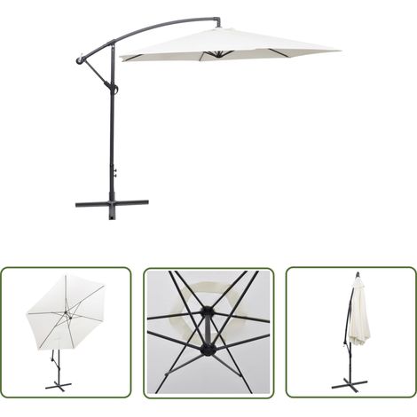 Parasol meuble de jardin en porte-à-faux 3 m blanc sable (1/5)