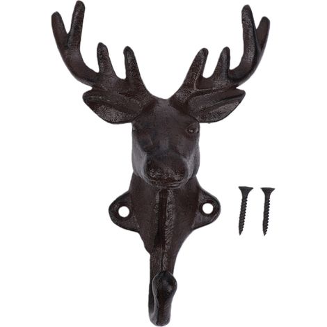 Crochet en fonte Vintage en bois de cerf, décoration murale pour suspendre manteaux, serviettes, clés, petite tête (1/5)