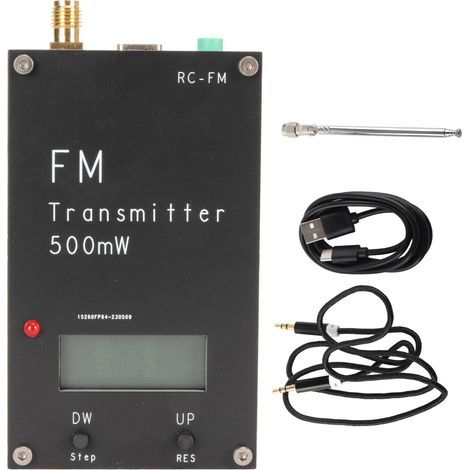 Émetteur FM 500mW avec écran LCD, port USB-C et stéréo 88-108MHz pour diffusion jusqu'à 2000m (1/5)