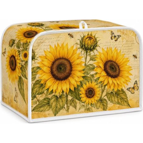 1 housse de grille-pain à 2 tranches en polyester imprimé tournesol, protection contre la poussière, lavable et résistante à la poussière, pour la cuisine, le café, les petites boulangeries (1/5)