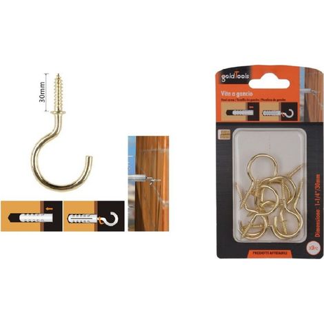 Kaela - Set 9 Pezzi Vite A Gancio 1-1/4" 30mm Viti Autofilettanti Dorate Per Legno 90806 - (1/2)